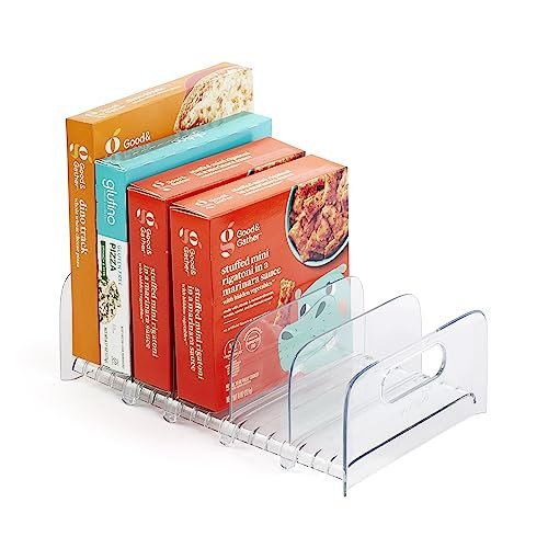 YouCopia FreezeUp Freezer Rack 12" BPA-Free Fridge Organizer with Adjustable Dividers and Handles for Frozen Food Box and Meal Storage, Clear | Amazon (US)