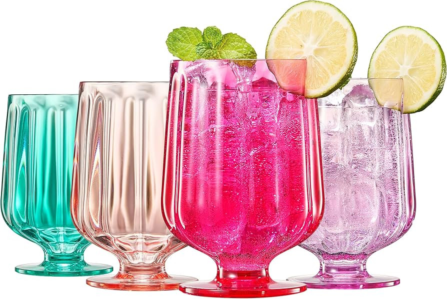 15oz Unbreakable Premium Drinking Glasses Set of 4 - Super Grade Acrylic Plastic - Perfect for Gi... | Amazon (US)