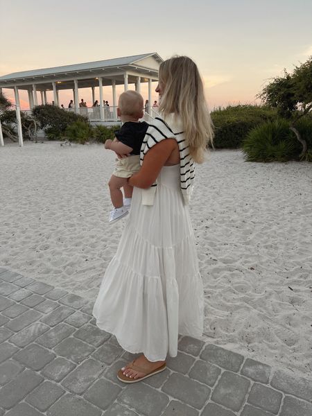 mommy & me! Ezra’s outfit is Zara! In a medium in maxi dress + the perfect striped sweater for fall. Basic flip flops are on sale for $12!

#LTKstyletip