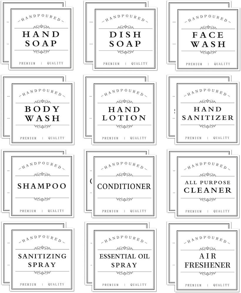 24PCS Waterproof Soap Labels for Bottles, Bathroom Hand Soap Label Stickers, Shampoo and Conditio... | Amazon (US)