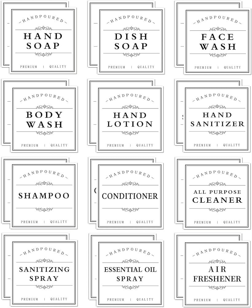 24PCS Waterproof Soap Labels for Bottles, Bathroom Hand Soap Label Stickers, Shampoo and Conditio... | Amazon (US)