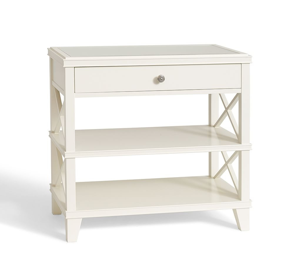 Clara 32&amp;quot; Lattice Wide Nightstand, Sky White | Pottery Barn (US)