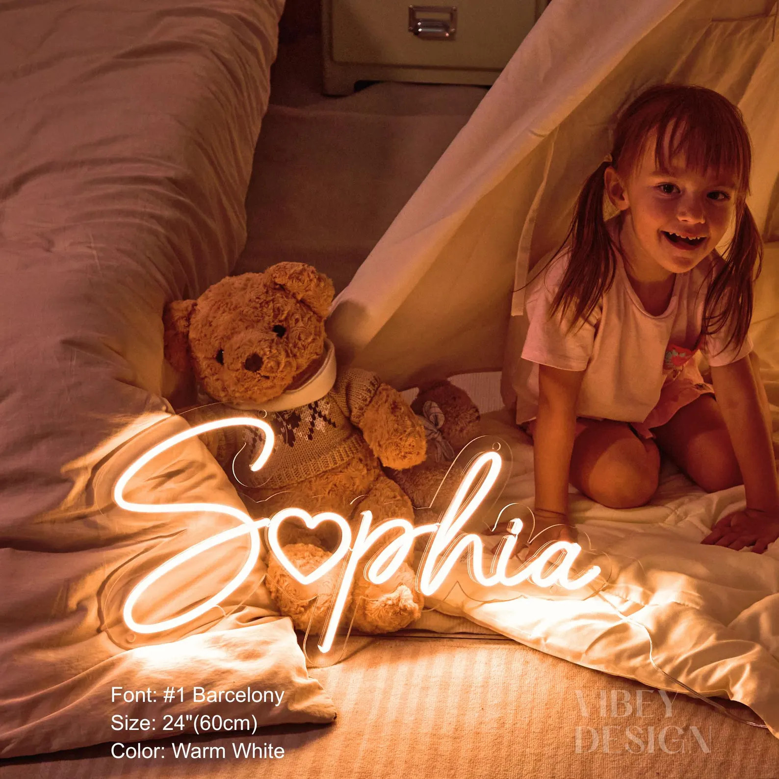 Custom Name Neon Sign For Kids, Bedroom Decor, Battery operated Neon Sign, Wall Decor, Christmas ... | Etsy (US)