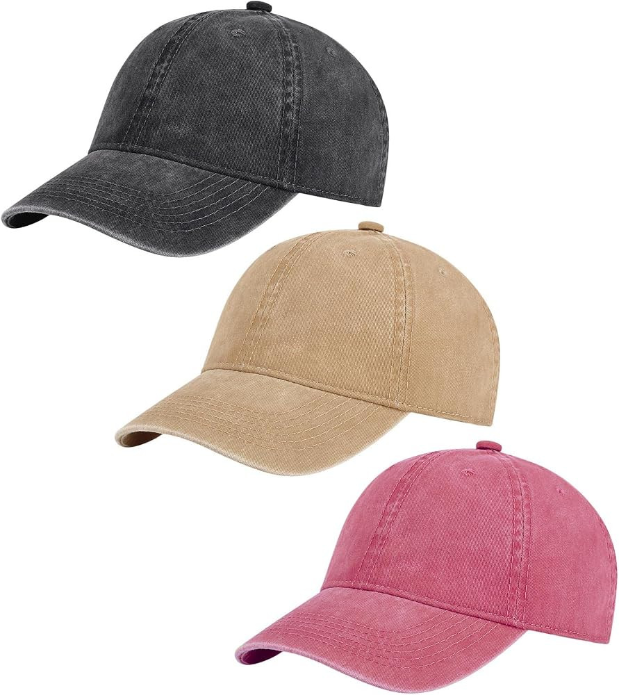 AOSMI 3 Pack Vintage Washed Cotton Adjustable Baseball Caps for Men Women Unstructured Low Profil... | Amazon (US)