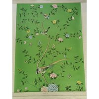 In Stock For Immediate Delivery Single Panel Chinoiserie Handpainted Artwork On Emerald Green Silk 36"" X 48 | Etsy (US)
