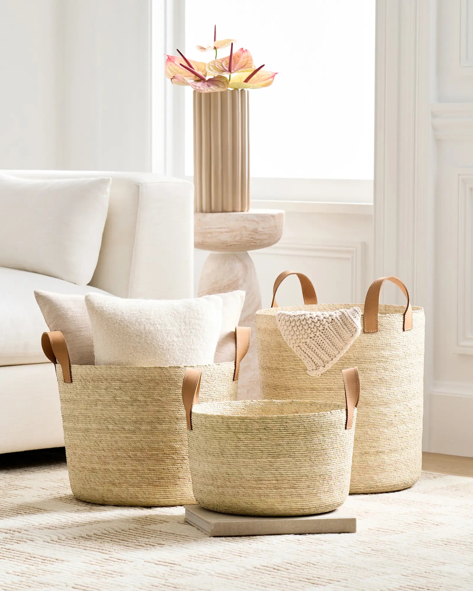Handwoven Round Palm Baskets (Set of 3) | Quince