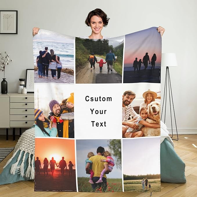 Giabmiag Custom Blanket, Personalized Blankets with Photos Text, Collage Personalized Customized ... | Amazon (US)
