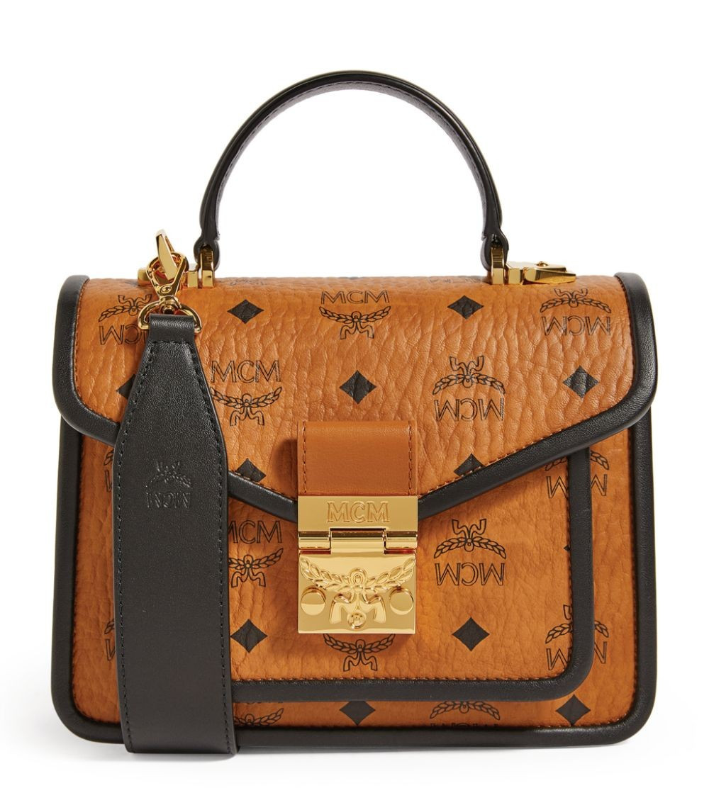 MCM Small Leather and Canvas Patricia Visetos Satchel | Harrods US | Harrods