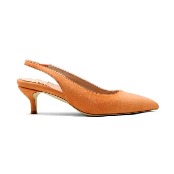 Peach Fuzz Suede Slingback Kitten Heel | ALLY Shoes