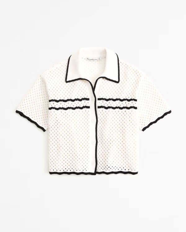 Women's Crochet-Style Mosaic Tile Polo | Women's New Arrivals | Abercrombie.com | Abercrombie & Fitch (US)