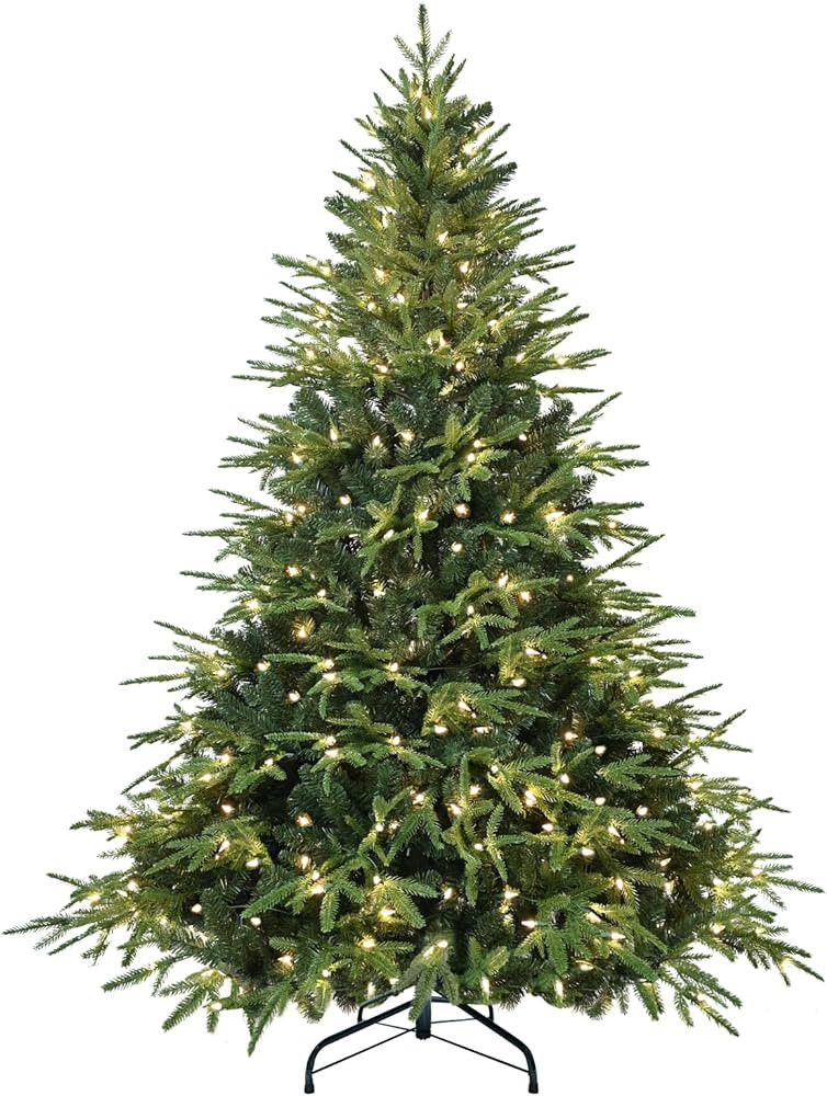 Prelit Artificial Full Christmas Tree 6.5FT with 2356 PE PVC Tips, Premium Pre-Lit Holiday Xmas T... | Amazon (US)