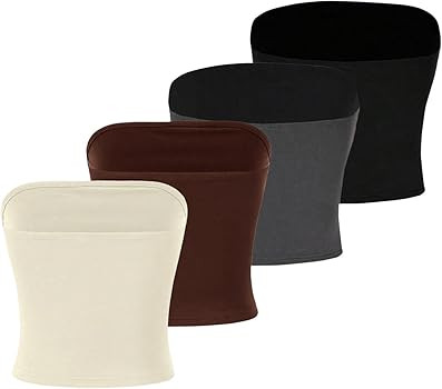 GORGLITTER Women's 4 Pack Strapless Tube Tops Sleeveless Seamless Slim Fit Stretchy Bandeau Top | Amazon (US)