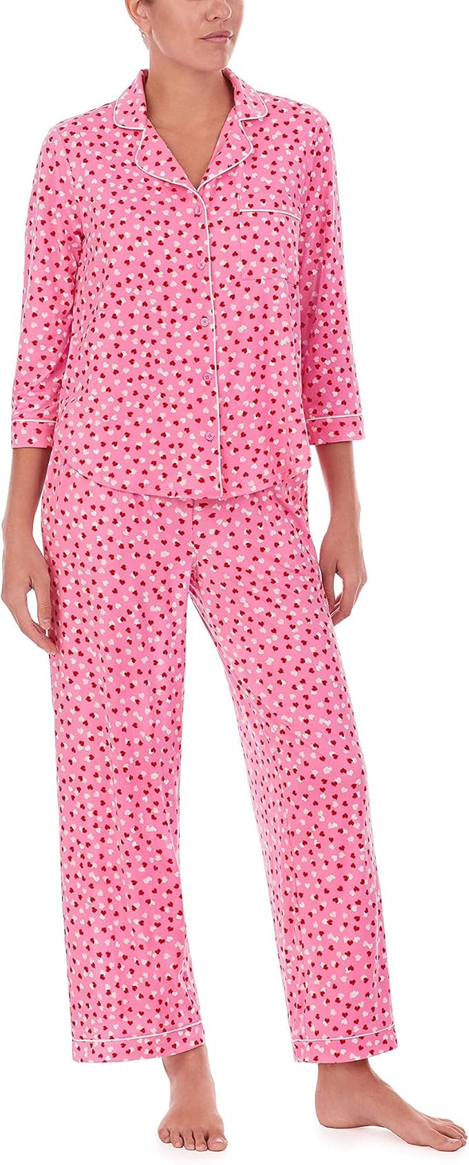 Kate Spade New York Fashion Brushed Jersey 3/4 Sleeve Long Pajama Set | Amazon (US)