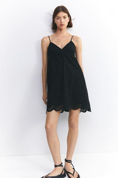 Dress with Eyelet Embroidery - Red - Ladies | H&M US | H&M (US + CA)