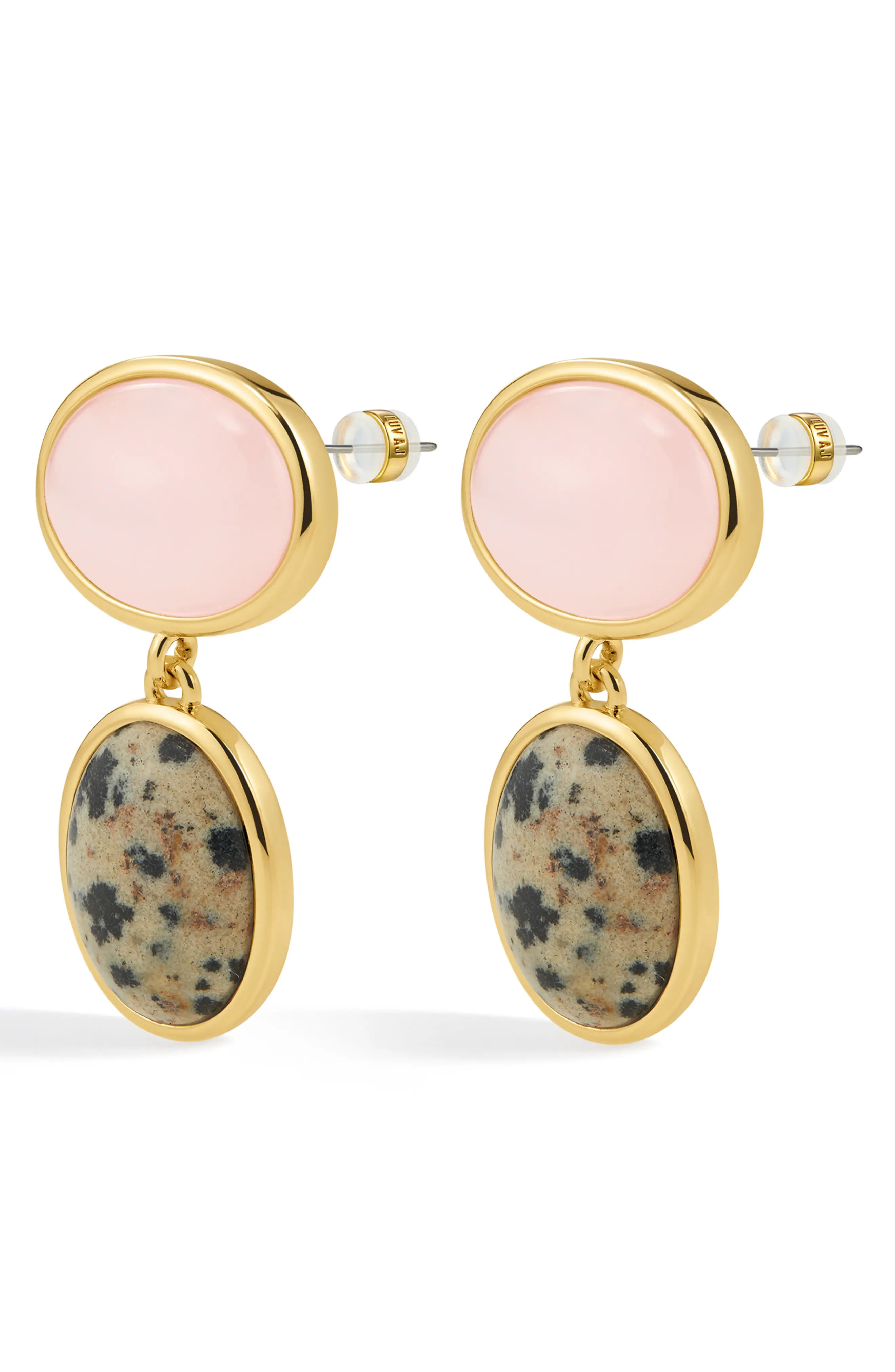 Luv AJ Rose Quartz & Dalmatian Jasper Drop Earrings (Women) | Nordstrom | Nordstrom