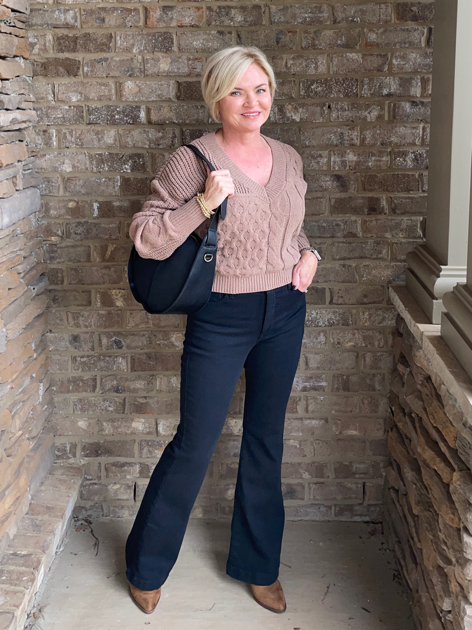 Wearing Medium sweater, 4 Short jeans

Fall outfits
Jeans
Flare jeans
Sweater
Boots
Hobo bag
Petite
Petite style

#LTKover40 #LTKfindsunder100 #LTKstyletip