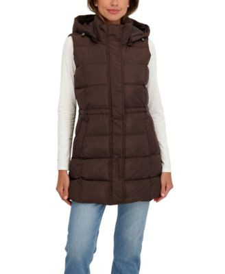 Sebby Collection Women's Puffer Vest With Drawstring Waist - Black | Macy's
