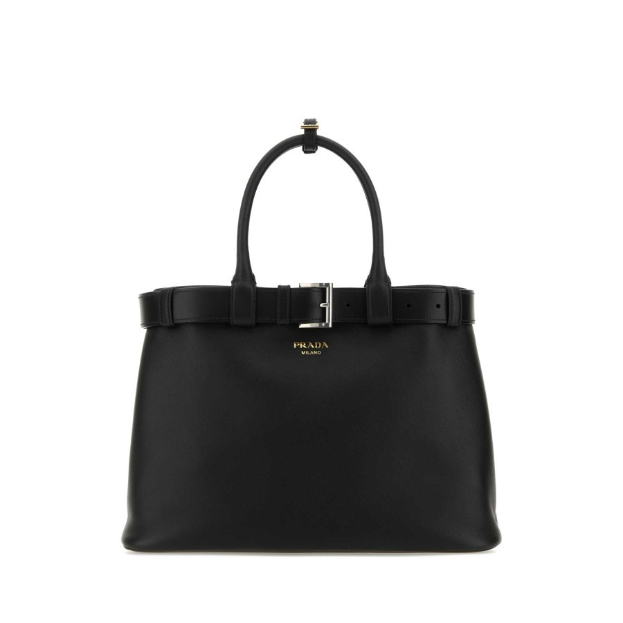 Black Leather Prada Buckle Large Handbag | Jomashop.com & JomaDeals.com