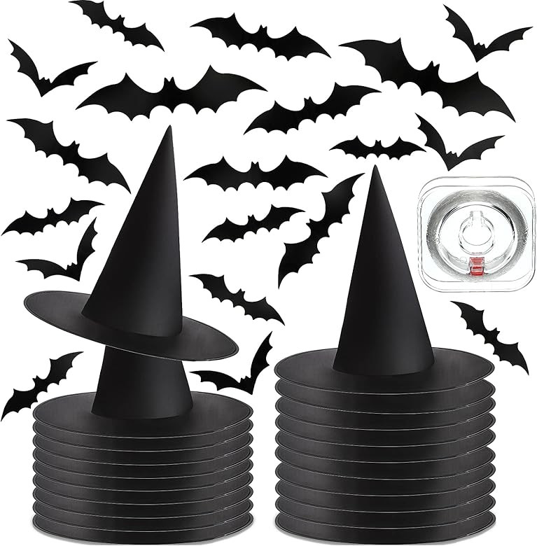 20 Pieces Halloween Witch Hat Black Hanging Floating Witch Hat Costume Witch Accessory Caps 60 Pi... | Amazon (US)