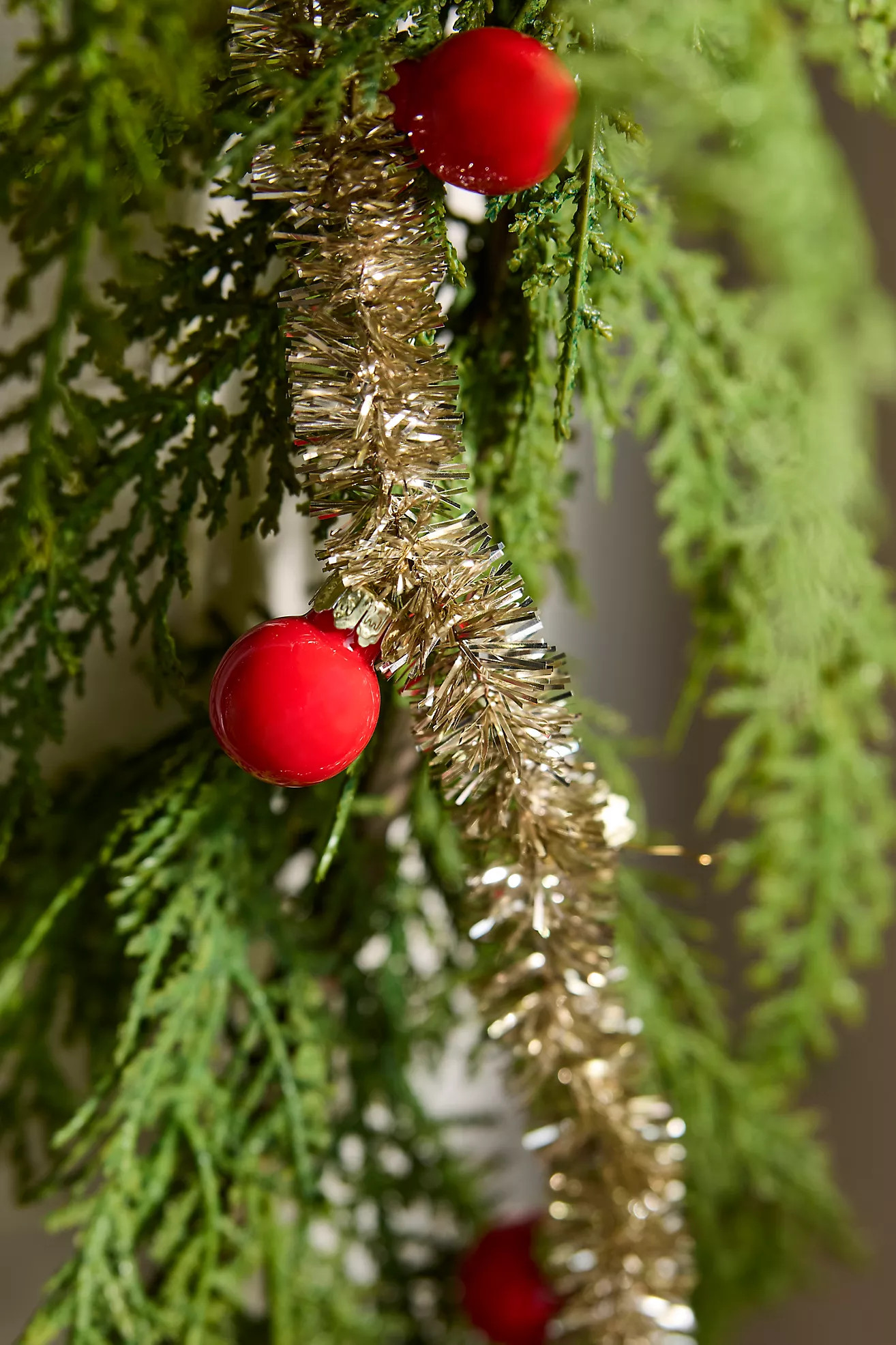 Good Cheer Bauble Ornament Tinsel Garland, 14.6' | Anthropologie (US)