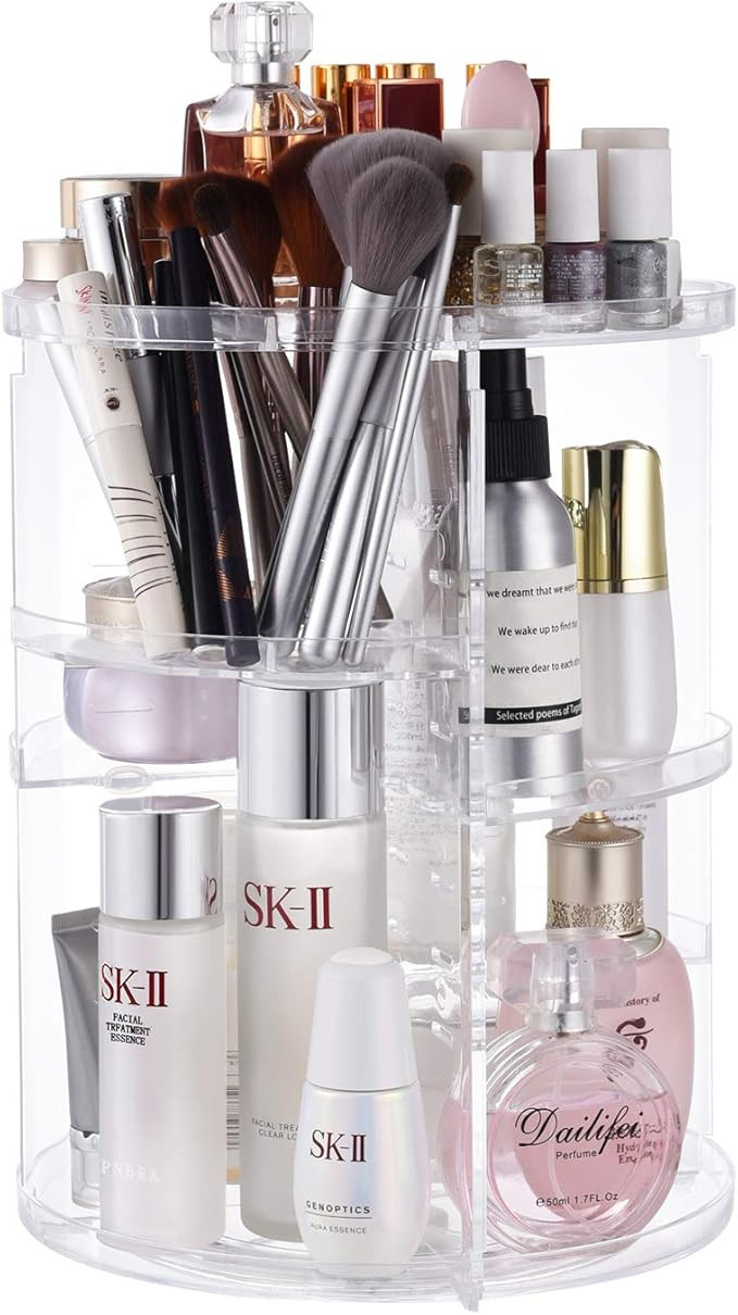 seinlife 360 Rotating Makeup Organizer,DIY Adjustable Spinning Holder,Foldable Cosmetic Storage D... | Amazon (US)