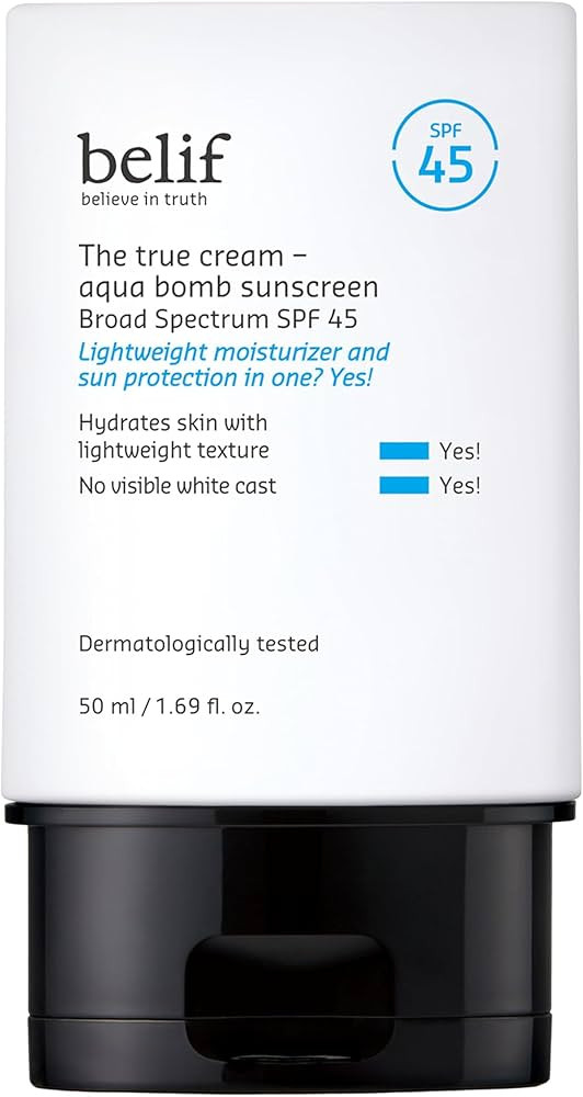 belif The True Cream - Aqua Bomb Moisturizing Sunscreen 2-in-1, SPF 50, Korean Sunscreen, Broad S... | Amazon (US)