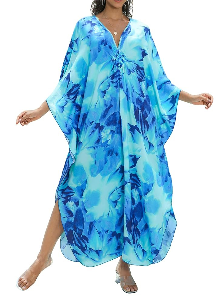 Kaftan Dress for Women,2025 Plus Size Hawaiian Batwing Sleeve Beach Cover Up Summer Swimsuit Dres... | Amazon (US)
