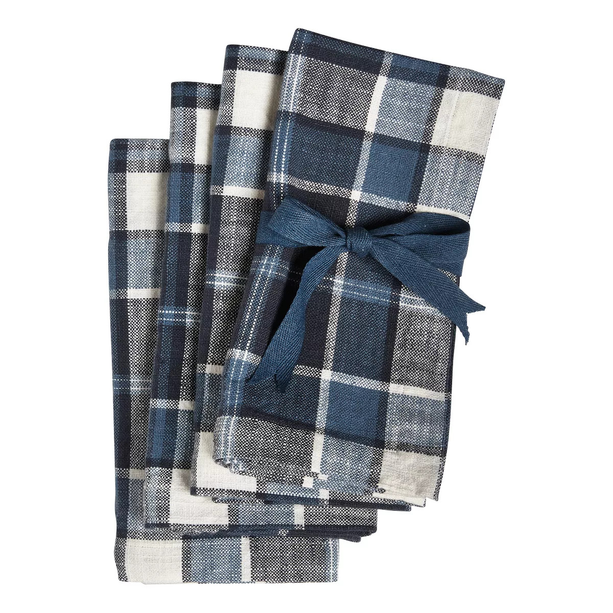 tagltd Mirage Plaid Cotton Napkin Set of 4 - Blue Kitchen Textiles for Christmas, Machine Washabl... | Target
