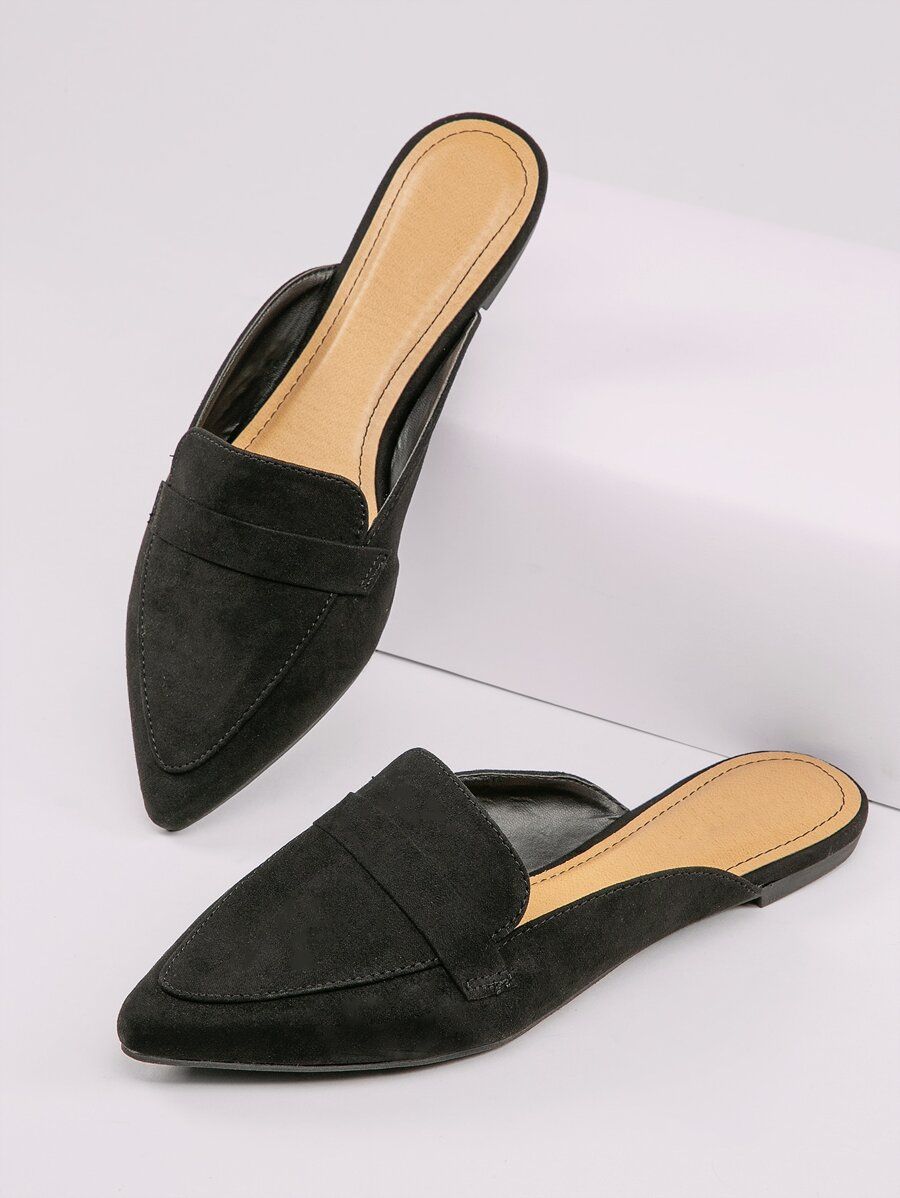 Pointed Toe Loafer Flat Mules | SHEIN