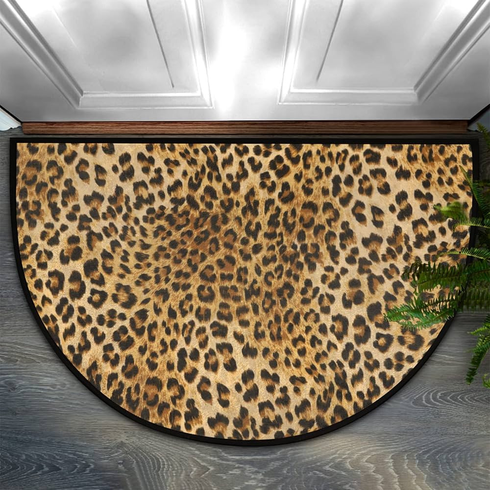 Leopard Half Round Door Mat, Non-Slip Floor Mats for Indoor Outdoor, Small Entryway Rug Kitchen H... | Amazon (US)