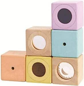 PlanToys Wooden Sensory Blocks Early Learning & Development Baby & Toddler Toy (5257) | Pastel Co... | Amazon (US)
