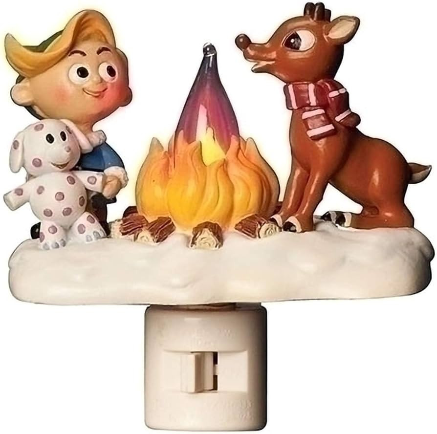 Roman Rudolph and Elf Friend 4.5 Inch Polyresin Swivel Plug Flickering Night Light | Amazon (US)