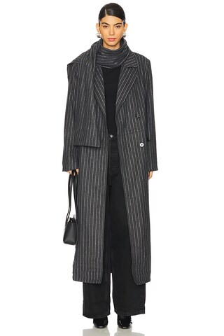 4th & Reckless Melia Coat in Grey Pin Stripe from Revolve.com | Revolve Clothing (Global)