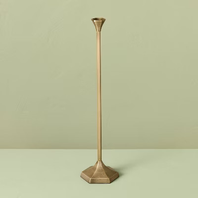 30"x5.8" Oversized Floor Taper Candlestick Brass - Hearth & Hand™ with Magnolia | Target