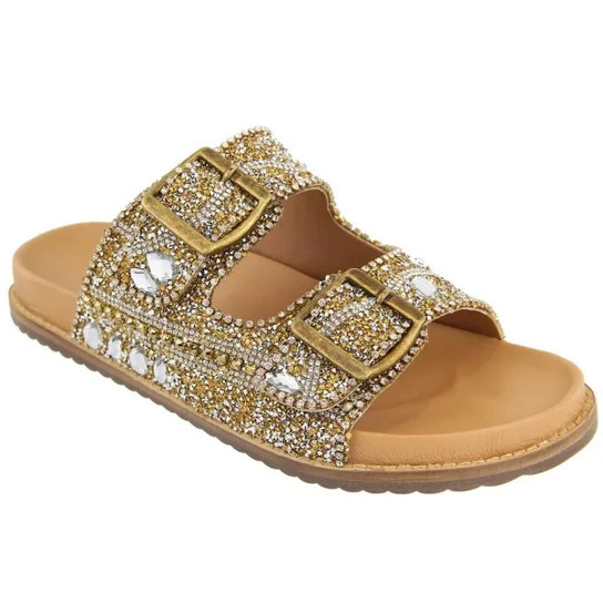 Sandalia Papete Com Strass Cristais Miçangas Verão 2023 Agnes Veronez Multicolor - Dourado | Zattini (BR)