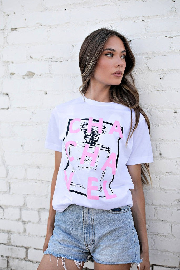 BACK in STOCK!!  "CHA CHA NEL" Graphic Tee | Glitzy Bella