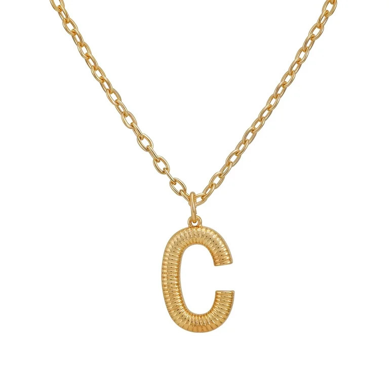 Time and Tru Women's Goldtone Initial C Necklace with Giftable Pouch | Walmart (US)