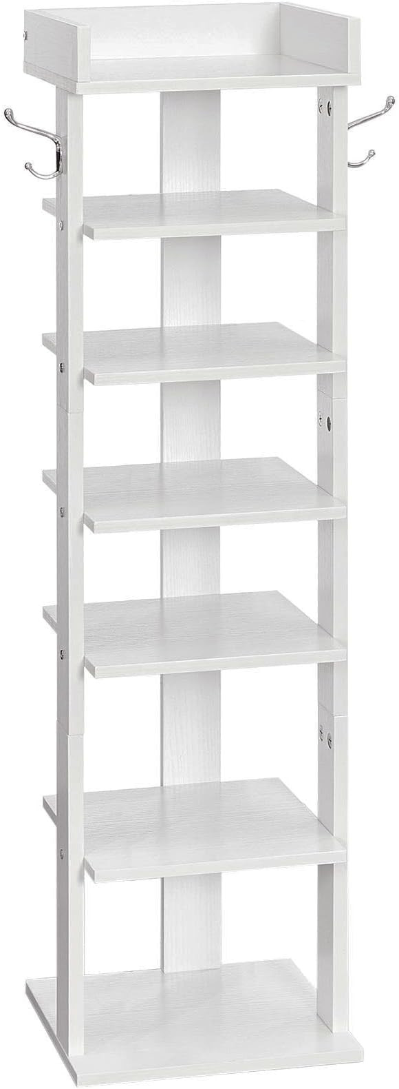 HOOBRO Vertical Shoe Rack for Front Door Entryway, 7 Tier Wooden Shoe Storage Organizer with Hook... | Amazon (US)