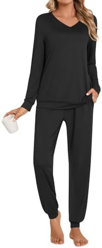 Anydoll Womens Pajamas Sets 2 Piece Lounge Set Long Sleeve Pjs Fall Joggers Pants Sleepwear with ... | Amazon (US)