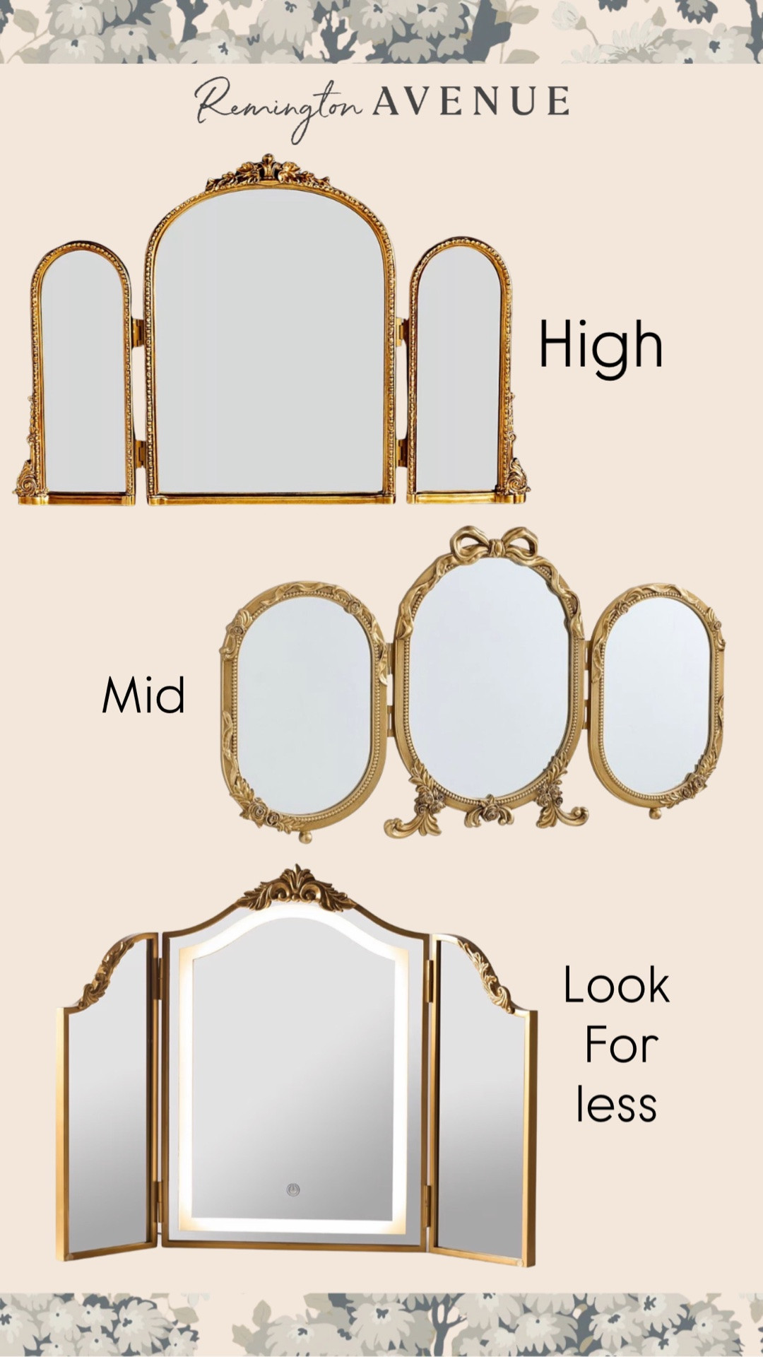 Trifold vanity mirrors - designer to look for less! I bought the look for less vanity mirrors with led light on prime deals now

#LTKSaleAlert #LTKHome #LTKmomlife