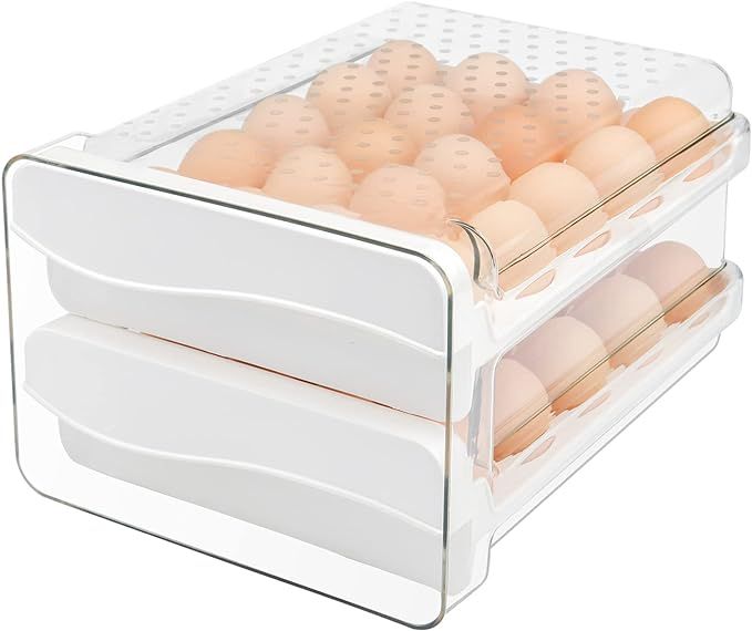 Amazon.com: Beitiny Egg Holder for Refrigerator, Egg Storage Container Clear Plastic Fridge Egg O... | Amazon (US)