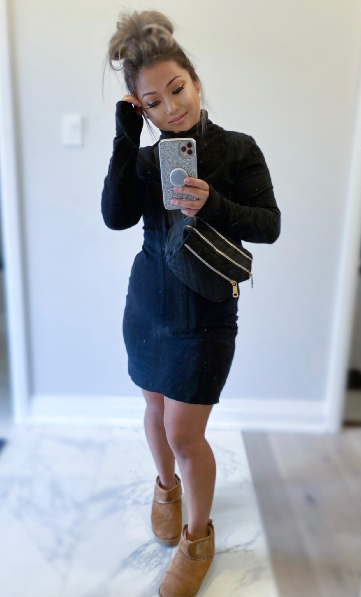 Comfy Thanksgiving Outfit 
Black Turtleneck Mini Sweater Dress
Ugg Boots

#LTKGiftGuide #LTKHoliday #LTKSeasonal