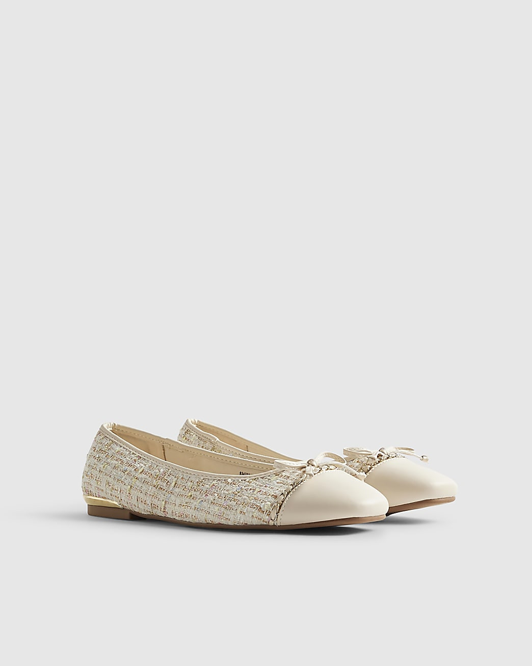 Cream Boucle Ballet Pumps | River Island UK & IE