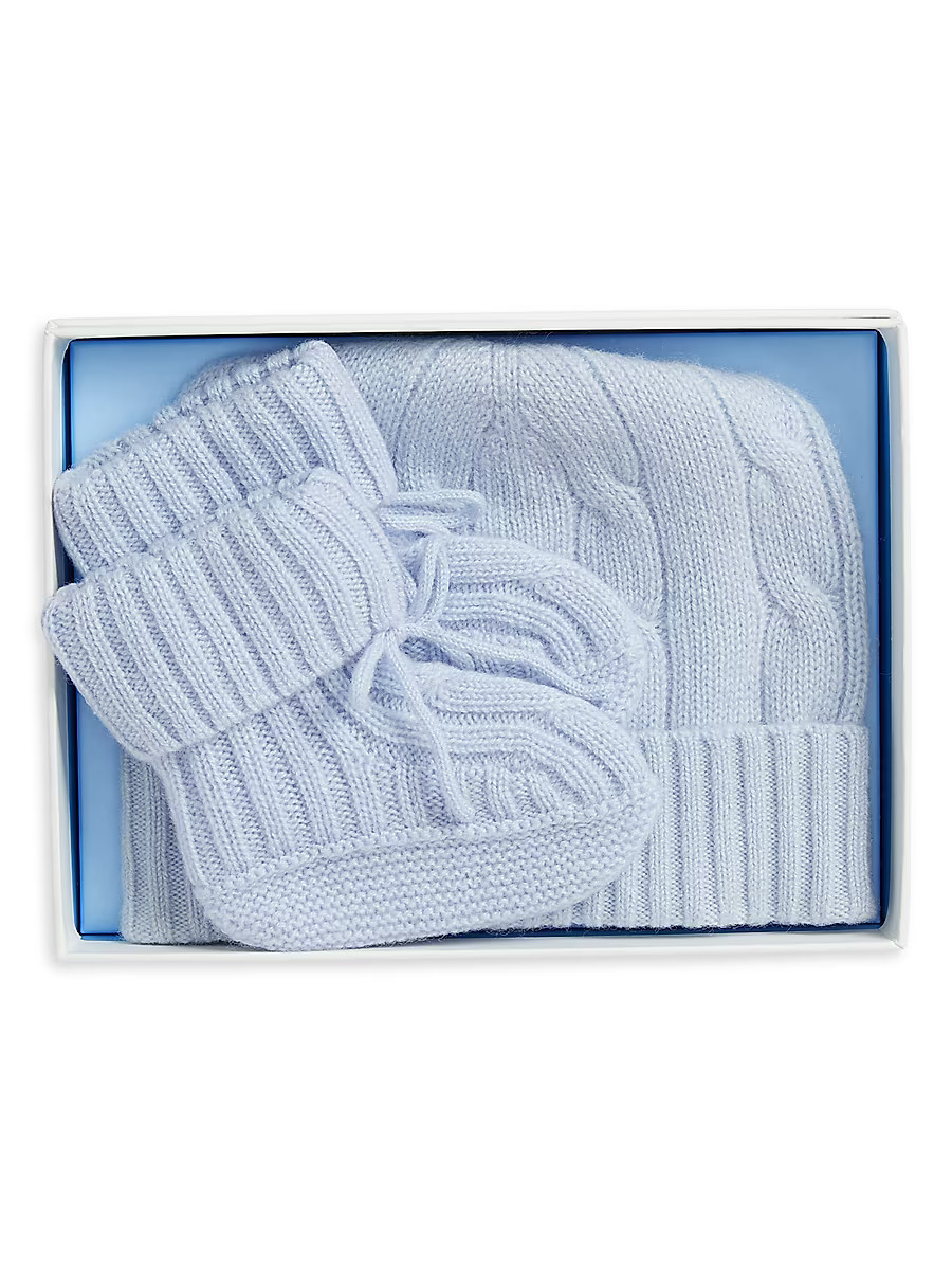 Baby Boy's Cashmere Beanie & Booties Gift Set - Pearl Blue - Size Newborn | Saks Fifth Avenue