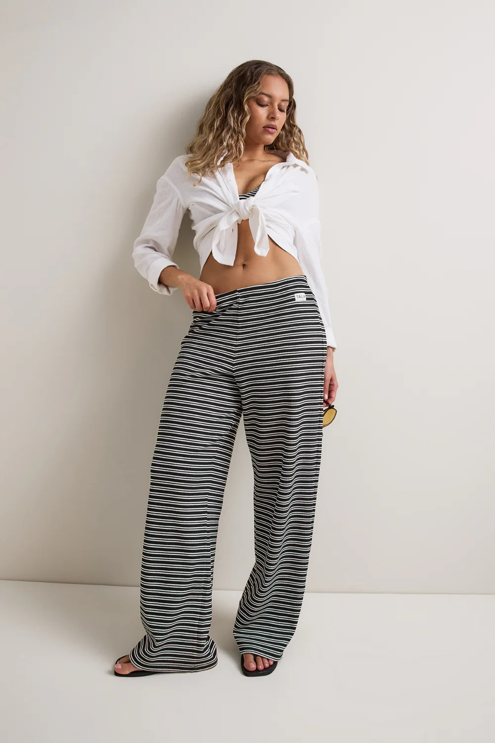 Stripe Knit Trouser - Black / White | TALA (UK)