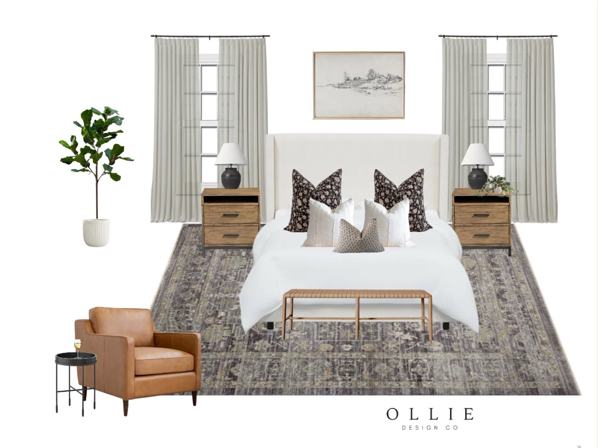 This bedroom design is serene and calming. The perfect place to sip a glass of wine at the end of a long day… Here’s your chance to make a beautiful master suite of your own by shopping this look! 
#masterbedroom
#bedroom
#homedecor
#neutraldecor
#furniture
#windowcoverings
#shopabledesign
#fauxplant
#arearug
#loungechair
#accentchair
#nightstand


#LTKhome