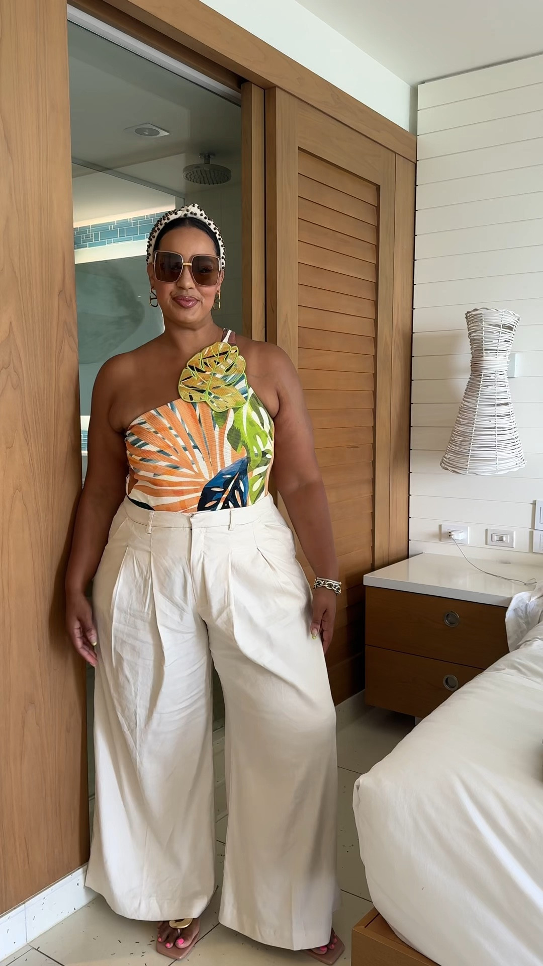 Vacation look! Love wearing linen trousers as a cover up. Wearing 2X in the bathing suit and 2X (on sale at neverfullydresses) in the pants from Anthropologie. 

#LTKPlusSize #LTKTravel #LTKSwim