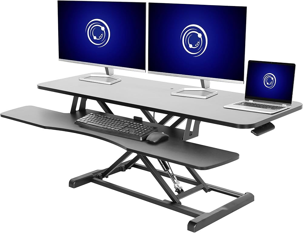 VIVO 48 inch Desk Converter, K Series, Height Adjustable Sit to Stand Riser, Dual Monitor and Laptop Workstation with Wide Keyboard Tray, Black, DESK-V048KB | Amazon (US)