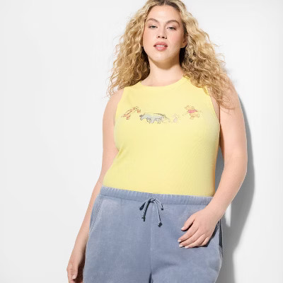 Women's Winnie the Pooh Graphic Tank Top - Light Yellow 3X | Target