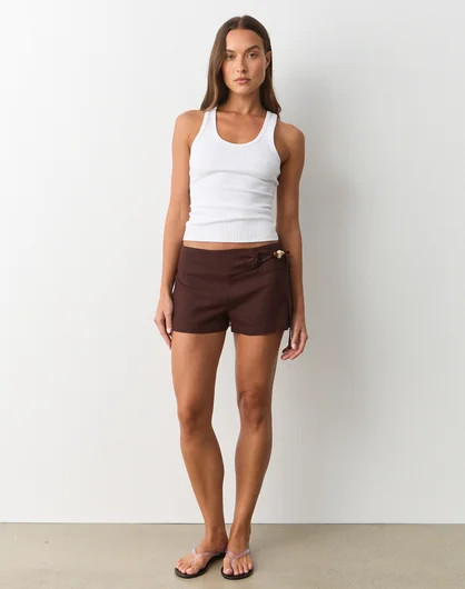 Linen Blend Bead Detail Short | Glassons (Australia)